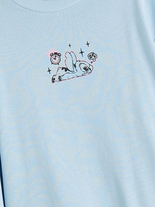 Bisiklet Yaka Stitch Bask?l? K?z ?ocuk Sweatshirt