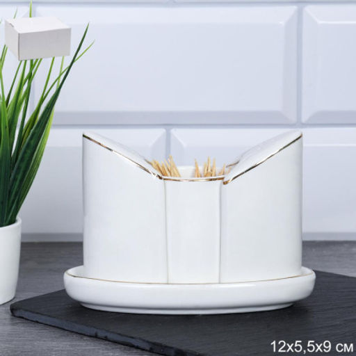 Набор для специй 4 предмета белый А / FY203004 /уп 48/ Золотая отводка Костяной - Галеонтрейд фото 7