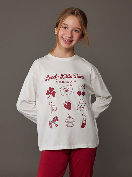 Bisiklet Yaka K?z ?ocuk Pijama Tak?m?