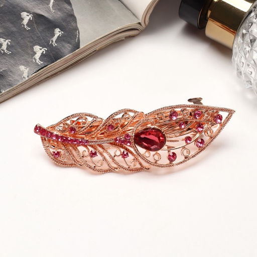 Цена за 2 шт. Заколка-автомат для волос «Маргарет», листочек, 9 см, золото