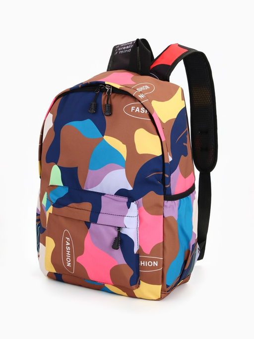 Рюкзак школьный на молнии, с карманами, с абстрактным рисунком, размер 30?13?42 см, с принтом, чёрный