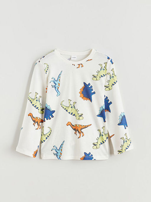 Bask?l? Erkek ?ocuk Pijama Tak?m?