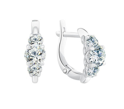 Серьги с фианитом родированные серебро 925*/11-0214