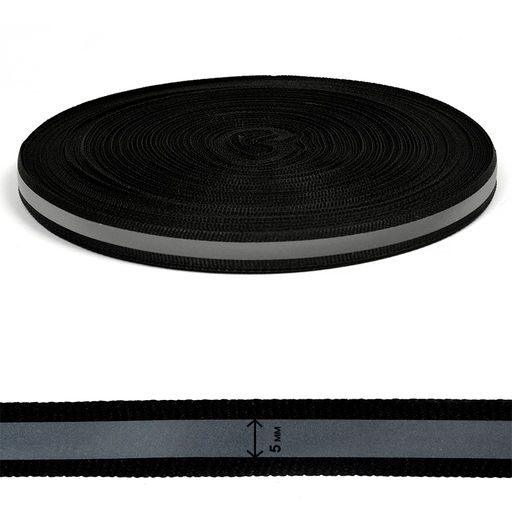 Стропа светоотражающая TBY отр.R200-280 шир.10мм арт.SV.ST10b цв.черный уп.50м