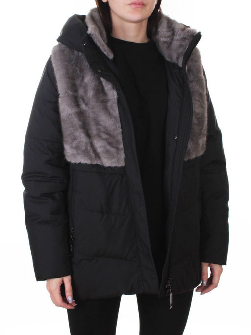 M-8869 BLACK Куртка зимняя женская (150 гр. холлофайбер)