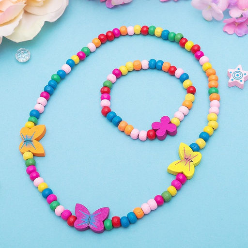 Цена за 2 шт. Набор детских украшений Выбражулька «Нежность бабочки», 2 предмета: бусы, браслет d=4.6 см разноцветный