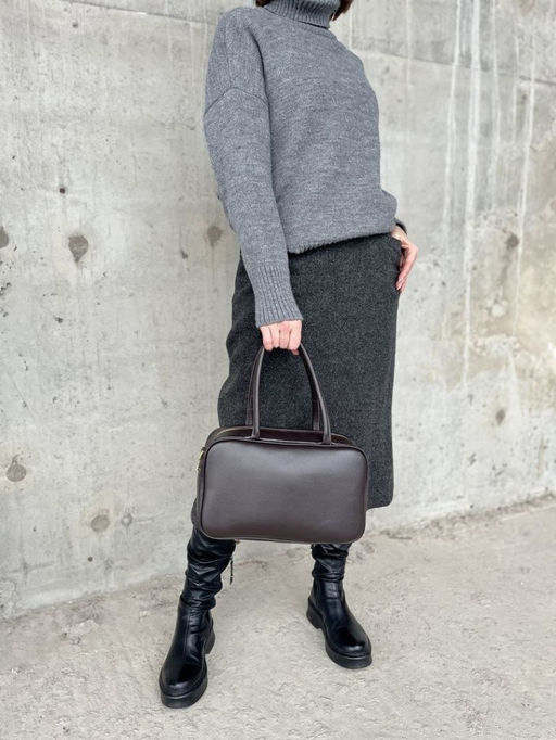 Женская кожаная сумка бочонок 1003 Кофе