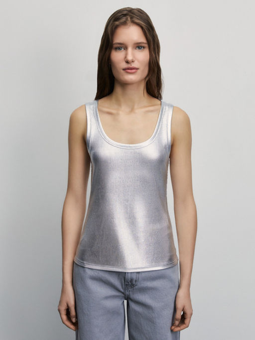 Вискозная майка с серебряным напылением / Zarina  фото 5
