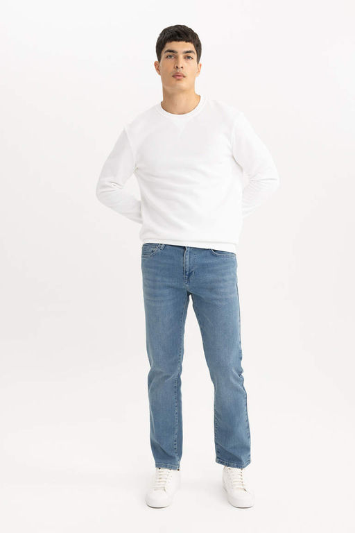 Джинсовые брюки Sergio Regular Fit Normal Mold с нормальной талией и зауженными штанинами - Defacto фото 4