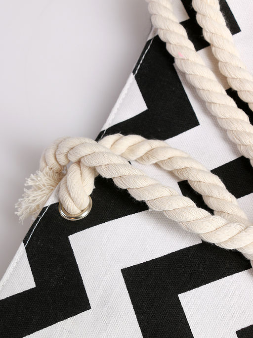 Сумка пляжная черно-белая - Almond фото 4