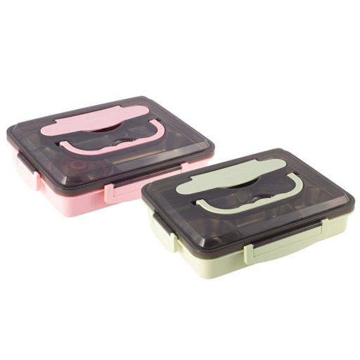 Ланч бокс (пластиковый корпус, нерж.сталь, зеленый) (2144) /KAMILLE/