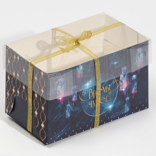 Цена за 5 шт. Коробка для капкейка «Фотографичный синий», 16 х 8 х 10 см