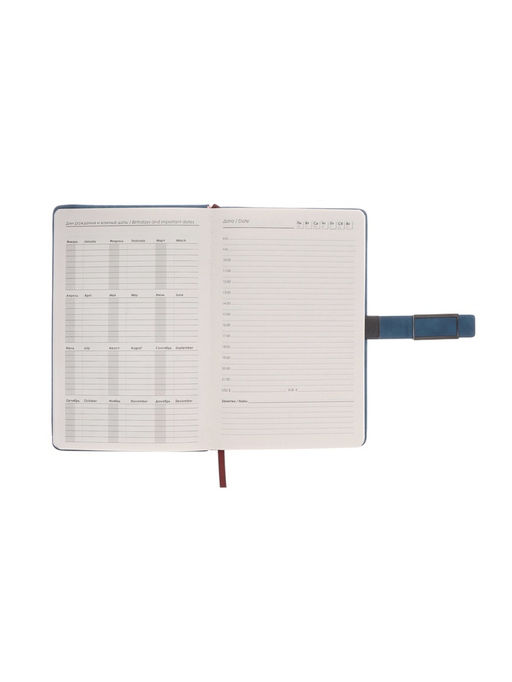 Ежедневник недатированный А5, с хлястиком, 112 листов, в линейку, пвх, синий - Simaland фото 8