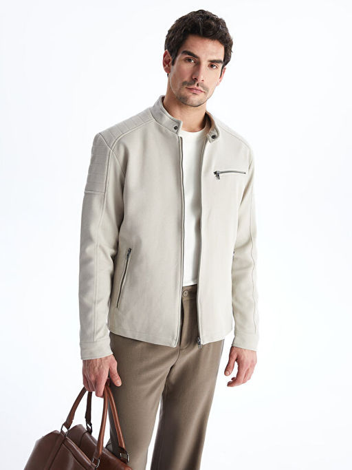 Slim Fit Biker Yaka Erkek Mont