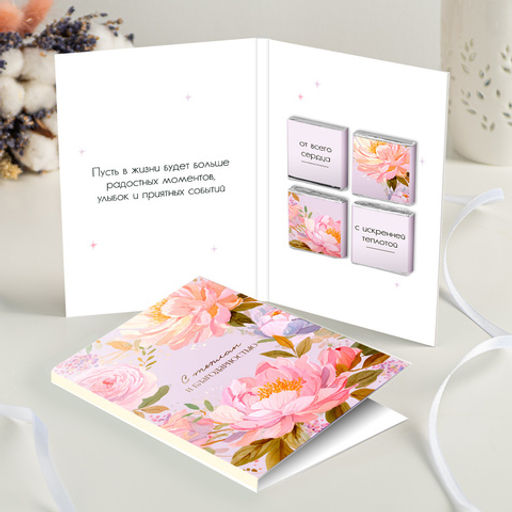 Открытка 4 шоколадки "С теплом и благодарностью"