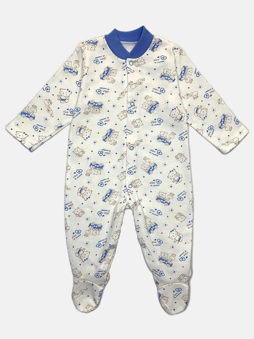 Комбинезон футер с длинным рукавом, арт.C-KB152-ITn, бело-голубой - Мамин малыш фото 2