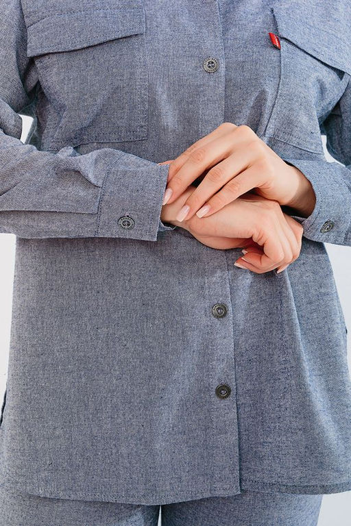 NOBBY, Женская рубашка 002R-122/1 (серо-синий)  фото 6