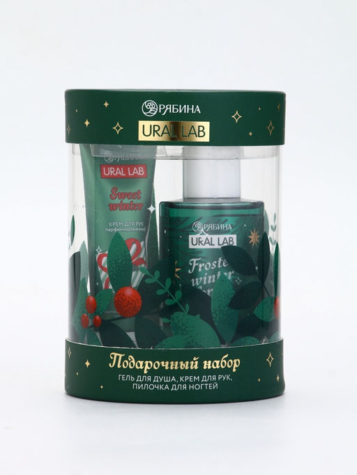 Подарочный набор косметики New Year Collection, гель для душа, крем для рук, пилочка, зелёный, URAL LAB