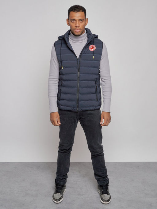 Жилетка мужская утепленная с капюшоном темно-синего цвета 886TS - YUNDA фото 9