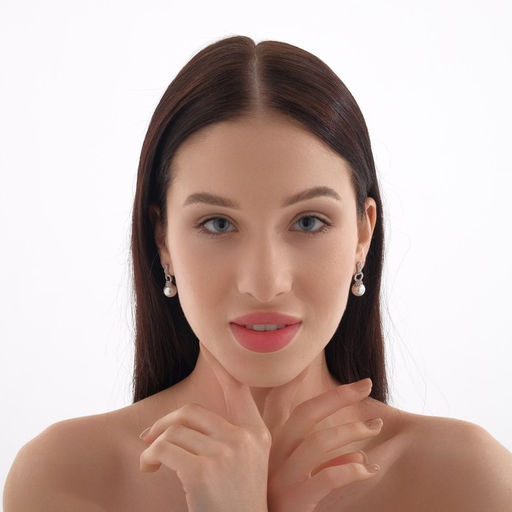 Серьги с жемчугом Шарики и сцепление колец, цвет белый в серебре - Queen fair фото 6