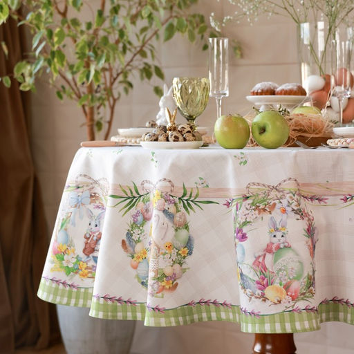 Скатерть Этель Уютная пасха, d=148 см, саржа, хлопок, 190г/м2  фото 9