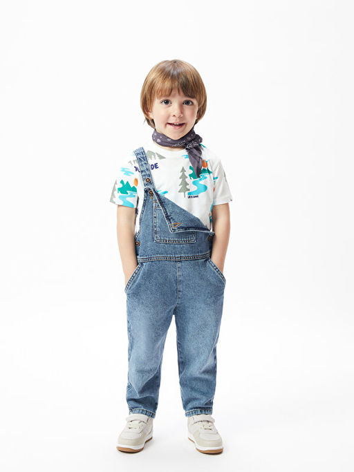 Bisiklet Yaka Bask?l? Erkek Bebek Ti??rt