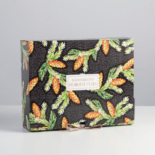 Складная коробка подарочная «Шишки», 31 х 24.5 х 8 см, Новый год