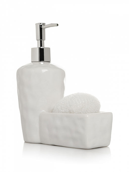 Диспенсер для моющего средства с губкой 400мл белый керамика - Lucky фото 3