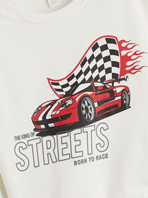 Araba Bask?l? Erkek ?ocuk Sweatshirt