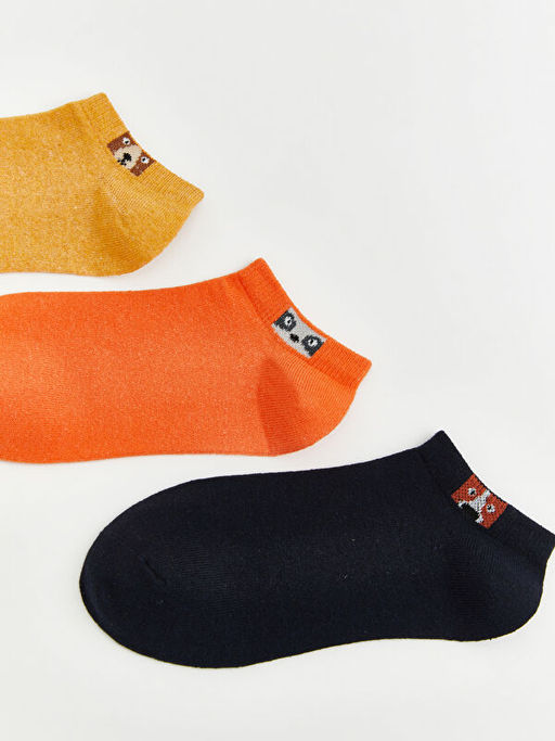Hayvan Desenli Erkek ?ocuk Patik ?orap 3l?