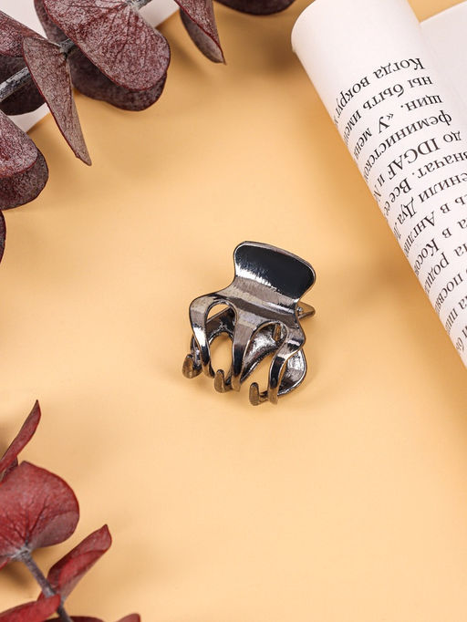 Цена за 6 шт. Крабик для волос «Брианна», зубья, 2 см, тёмное серебро