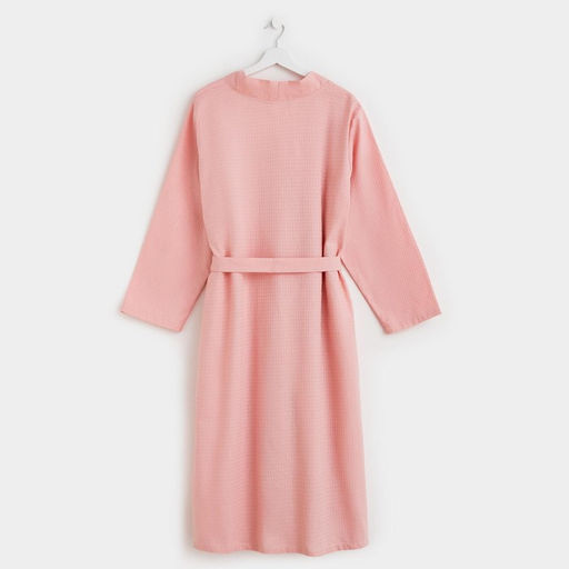 Халат вафельный женский удлинённый Экономь и Я размер 54-56, цвет пудра, 100% хлопок, 200 г/м²