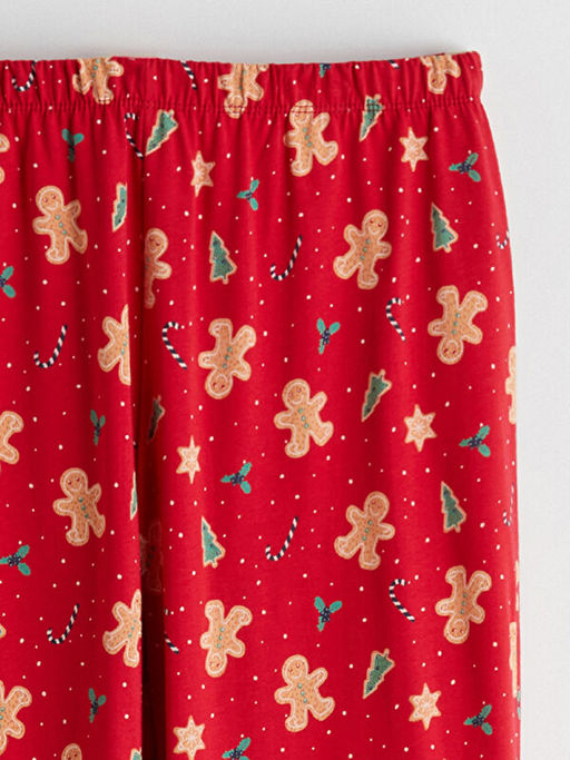 Beli Lastikli Y?lba?? Temal? Kad?n Pijama Alt