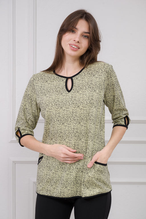 Кофта женская из интерлока Анфиса лимонная рябь - Амадэль фото 7