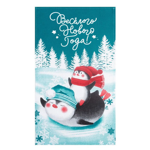 Набор новогодних кухонных полотенец Доляна Снежного настроения  35?60 см-2 штуки, 100% хлопок