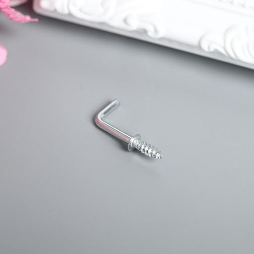 Цена за 2 шт. Крючок металл, набор 40 шт., серебро, 2.5×0.5 см, МИКС