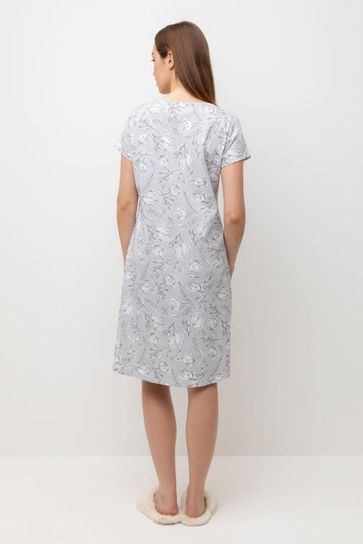 Е 10015/24/светло-серый,нежные цветы сорочка жен