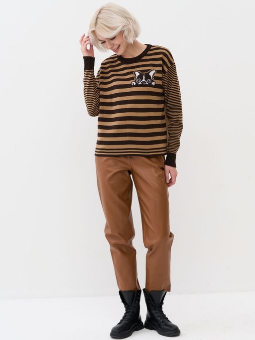 Джемпер женский 7232-40226. 5800363/5300521/501 горький шоколад/ристретто/белый - Vay фото 4