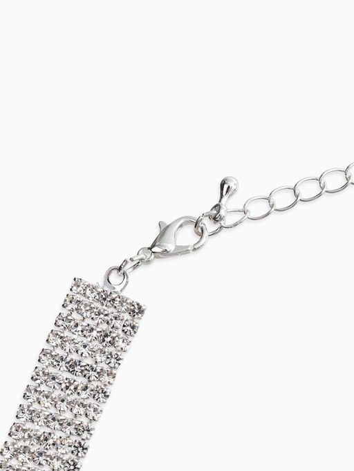 Набор 2 пред-а: серьги, колье со стразами "Лёд" клавиши, d=13,5см, цвет белый в серебре