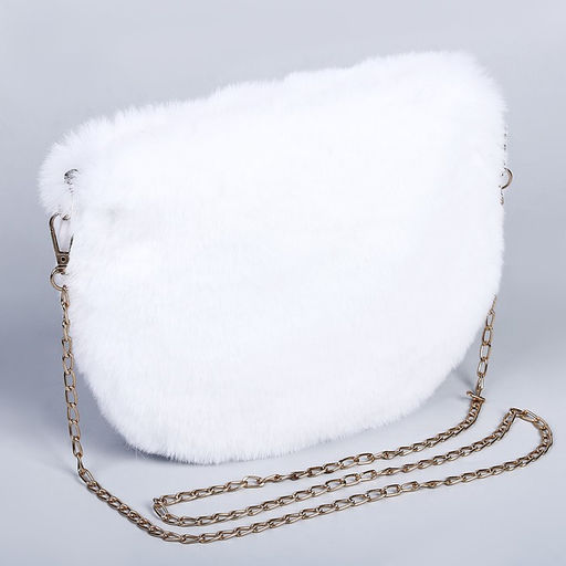 Сумка плюшевая, 24×19×3 см, белая