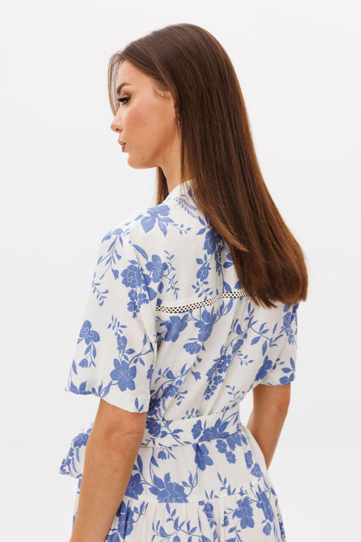 Платье Lars Style 1099 молочно-голубой принт