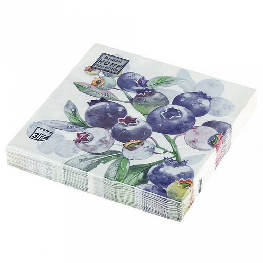 Салфетки бумажные Bouquet Home Collection Classic 33х33см, 3-х слойные, 20 штук в упаковке, 100% целлюлоза, Черника (Россия)  фото 3