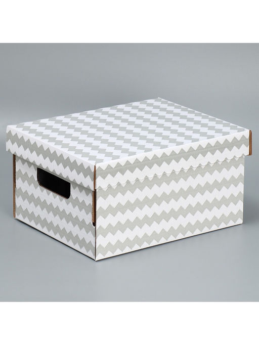Цена за 5 шт. Коробка подарочная складная белая, упаковка, «Зигзаги», 32 х 25 х 16 см