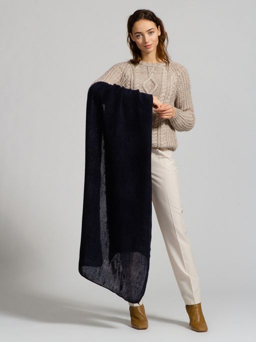 в составе шерсть Большой, красивый  палантин, выполненный из мягкого трикотажного полотна неплотной вязки - Tantino фото 2