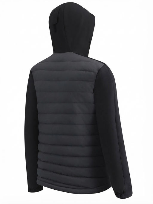 Куртка мужская гибридная стёганая с капюшоном с графеновой подкладкой черного цвета 9627_1Ch