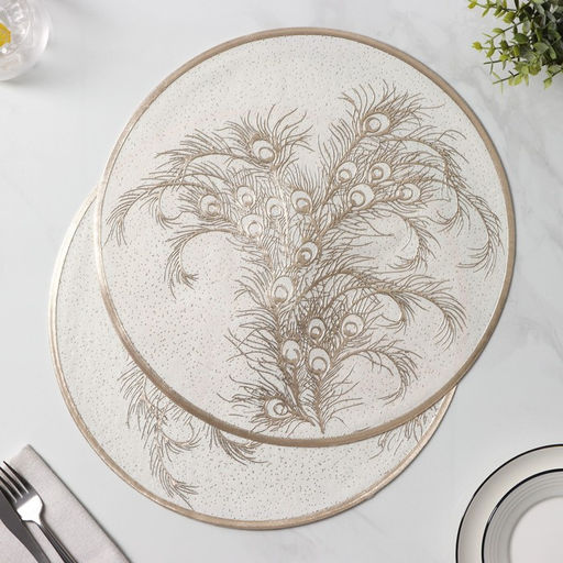 Набор салфеток сервировочных Доляна Павлин, 2 шт, d=38 см, цвет бежевый  фото 3