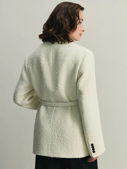 Буклированный шерстяной жакет с брошью / Zarina  фото 7