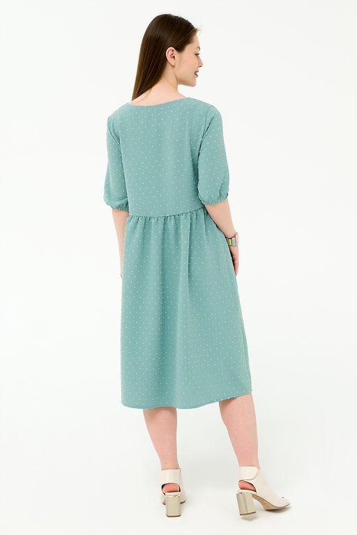 Платье со сборкой мятное