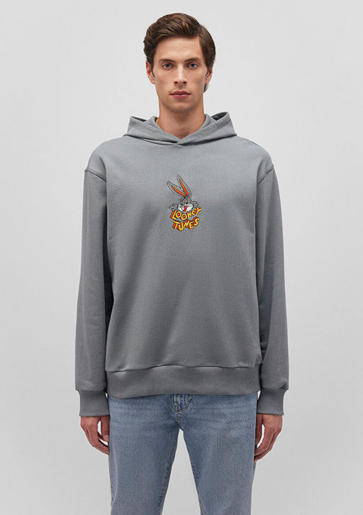 Bugs Bunny Bask?l? Gri Sweatshirt - Mavi фото 3