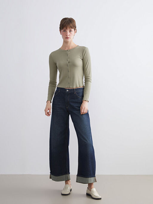Bisiklet Yaka Fitilli Crop Kad?n H?rka